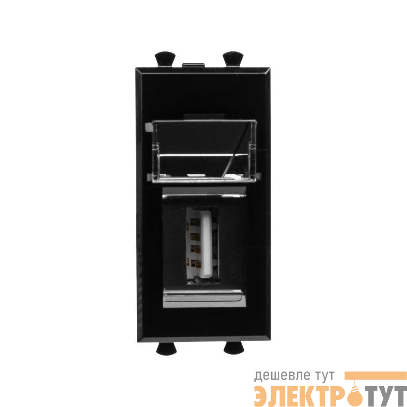 Розетка USB 2.0 1мод. Avanti "Черный квадрат" модульная тип А-А DKC 4402401