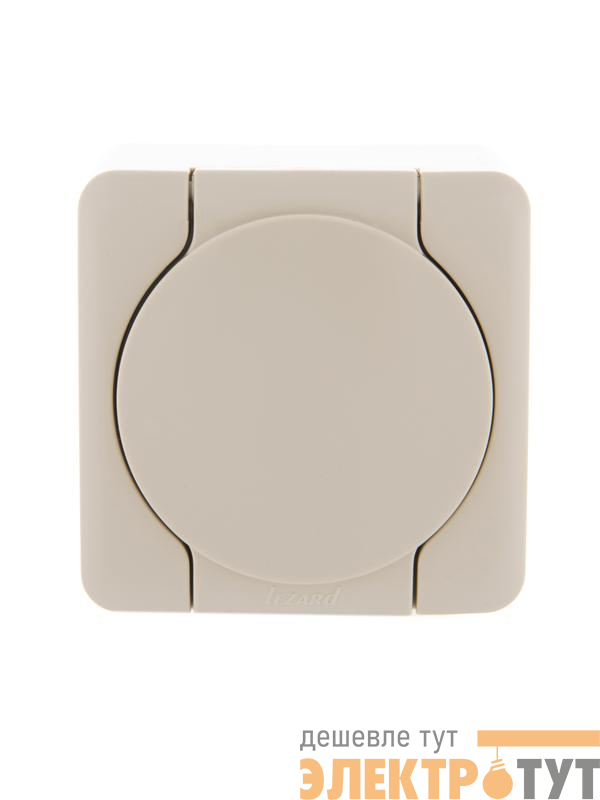 Розетка 1-м ОП Viola с заземл. с крышкой крем. LEZARD 751-0300-123