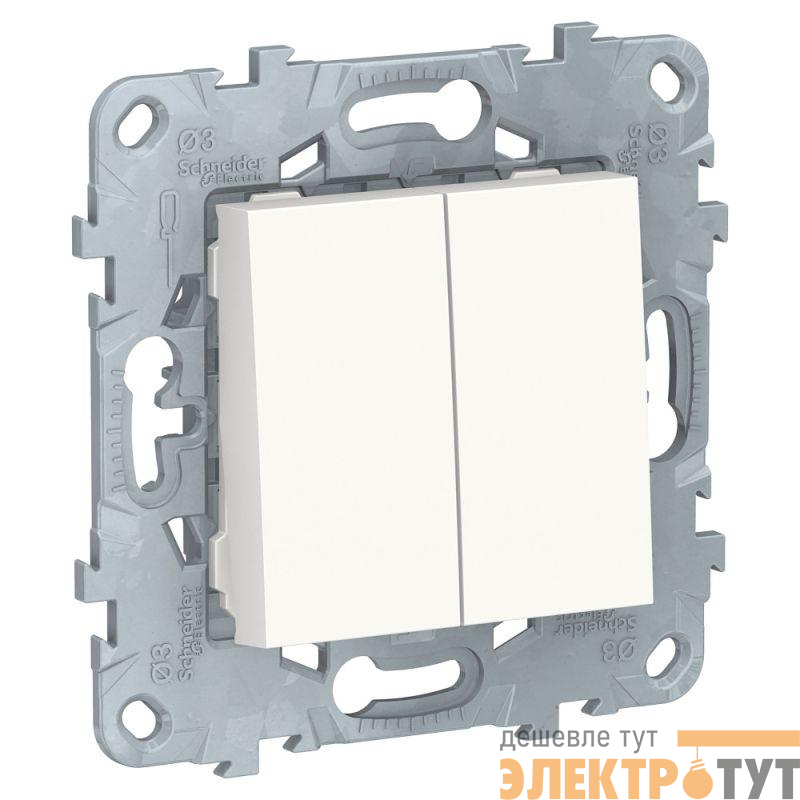 Переключатель 2-кл. UNICA NEW 2х(сх.6) 10AX 250В бел. SchE NU521318