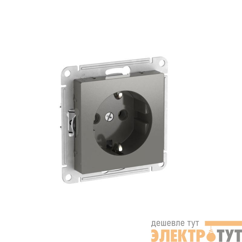 Розетка AtlasDesign 16А с заземл. быстрозажим. клем. механизм сталь SE ATN000943S