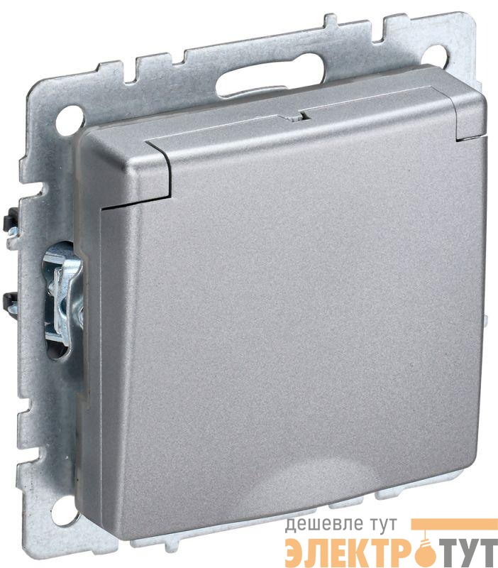 Розетка BRITE РСбш10-3-БрА 16А IP20 с заземл. защ. шторки с крышкой механизм алюм. IEK BR-R16-16-K47