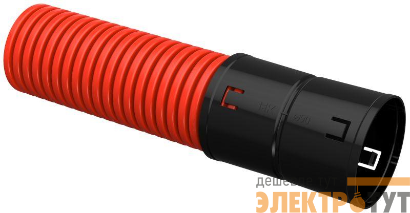 Труба гофрированная двустенная ПНД гибкая d90мм с муфтой красн. (уп.50м) IEK CTG12-090-K04-050-R