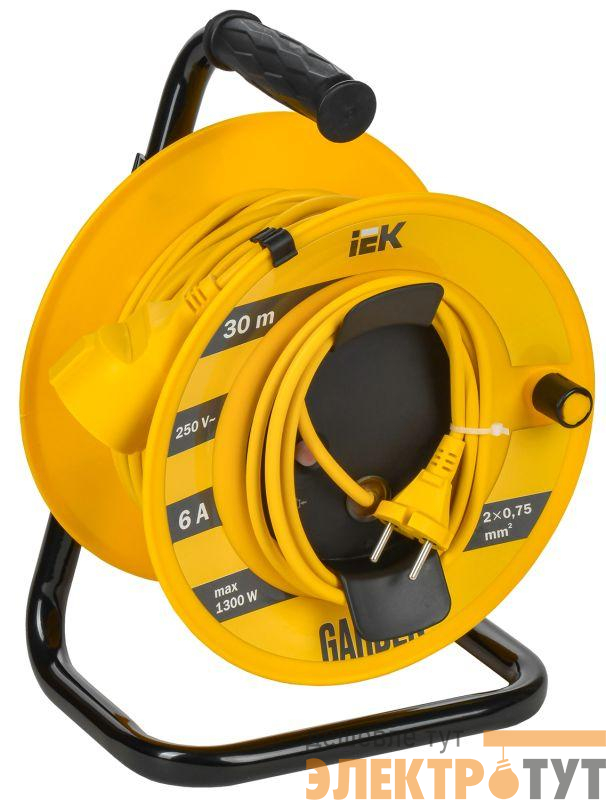 Удлинитель на катушке 1х30м Garden УК30 2P 2х0.75кв.мм IEK GD-KP40-06-01-30
