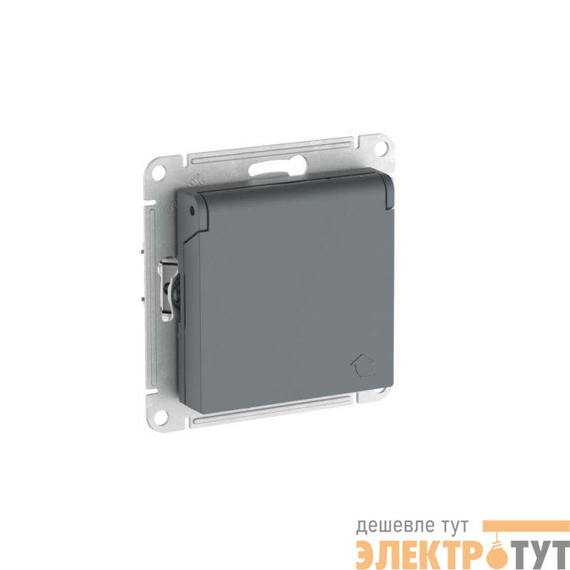Розетка AtlasDesign 16А IP20 с заземл. защ. шторки с крышкой быстрозажим. клем. механизм грифель SE ATN000746S