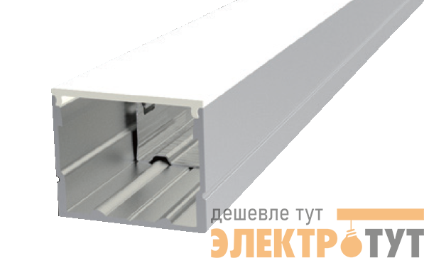 Профиль накладной для светодиод. ленты AC230В 20х20мм L2440 (максимальная ширина ленты 14.9 мм) с опал. рассеив. и комплектом стальных монтажн. скоб алюм. (8шт) VARTON V4-R0-70.0001.KIT-2302