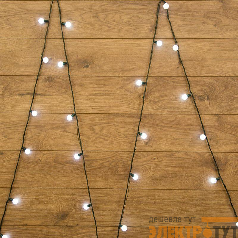 Гирлянда светодиодная "Шарики" 5м d25мм 25LED бел. 3.6Вт IP20 без контроллера провод ПВХ темн. зел. Neon-Night 303-555