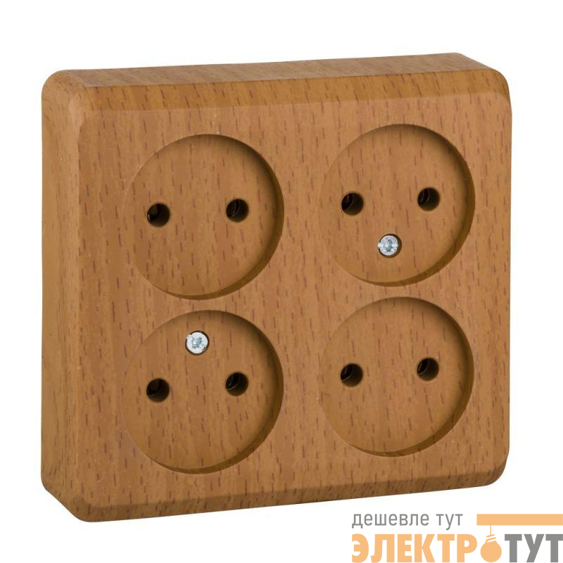 Розетка 4-м ОП Этюд 16А IP20 250В без заземл. без защ. шторок бук SE PA16-205T