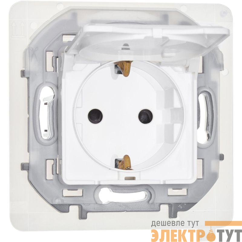 Розетка 1-м СП Inspiria 16А IP44 250В 2P+E защ. шторки с крышкой немецк. стандарт механизм бел. IEK 673740