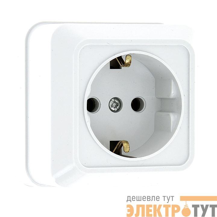 Розетка 1-м ОП Рим 16А IP20 с заземл. керамика бел. Simple EKF ENR16-028-10C