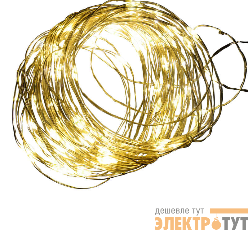 Гирлянда светодиодная ULD-S0500-050/SCB/2AA WARM WHITE IP20 DEW на батарейках 2AA (не в/к) "Роса" 5м с контроллером50 светодиодов тепл. бел. провод медн. Uniel UL-00005265