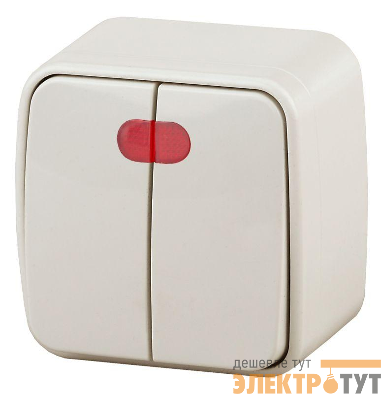 Выключатель 2-кл. ОП Polo 3-105-02 10А 250В IP20 с подсветкой слон. кость Intro Б0053545