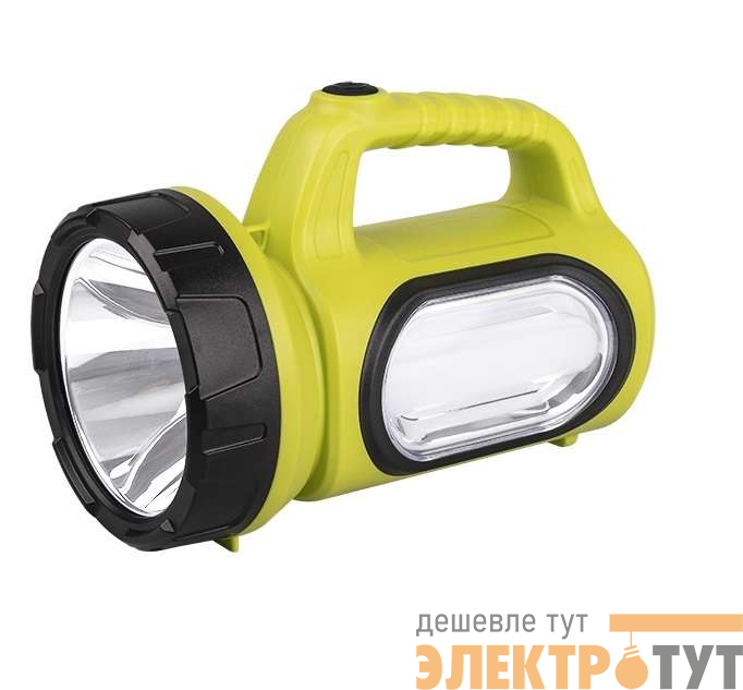 Фонарь-прожектор аккумуляторный AccuF7-L3W/L10-gn 3Вт 160лм + боков. панель 10х0.25Вт 50лм IP20 аккум. 0.9А.ч дальность луча прожектора 300м зел. ФАZА 5014855