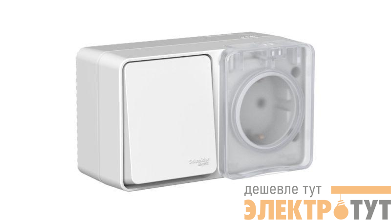 Блок ОП AtlasDesign PROFI IP54 (розетка 1-м 16А заземл. защ. шторки + 1-кл. выключатель 10А) сер. SE ATN543070