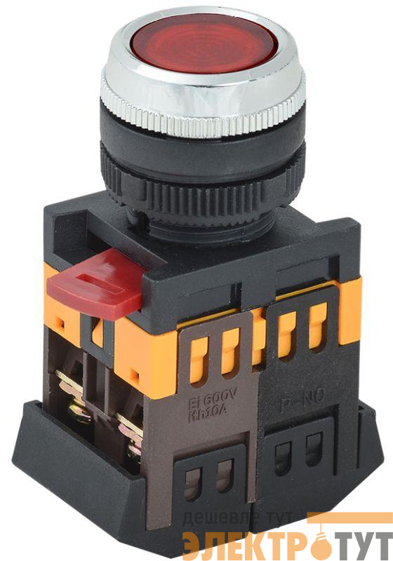 Кнопка ABLFS-22 d22мм 1з+1р 240В неон кр. IEK BBT30-ABLFS-K04