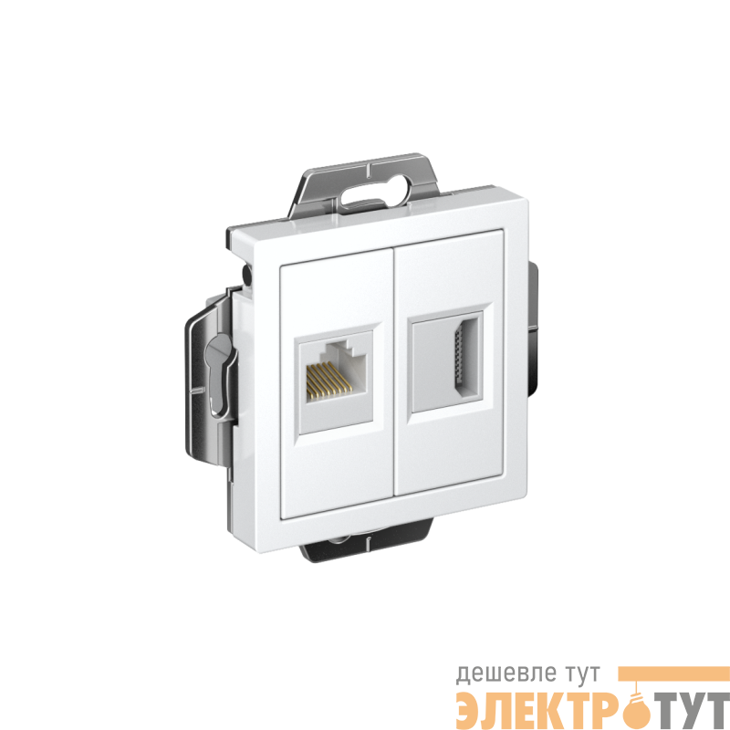 Розетка 2-м СП AtlasDesign HDMI + RJ45 кат.5E механизм бел. SE ATN000182