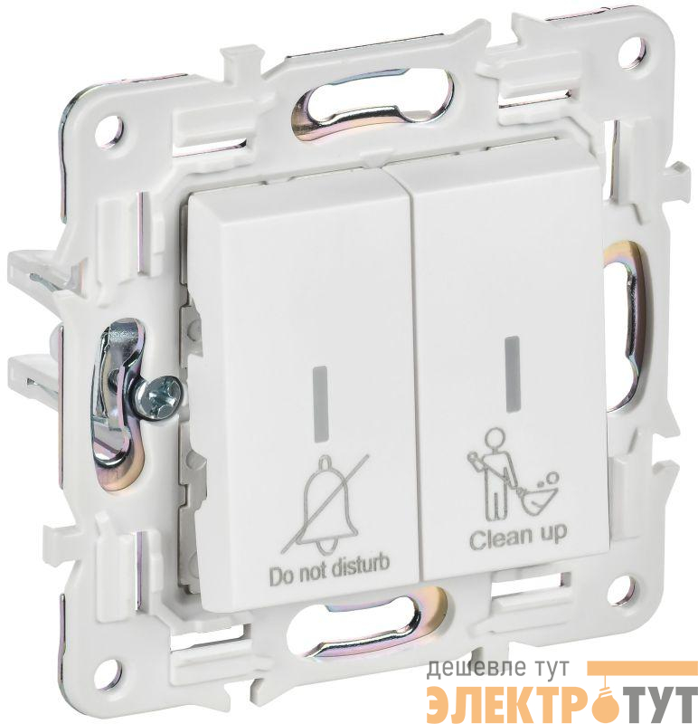Выключатель 2-кл. SKANDY 10А SK-V16W для отелей с индикацией арктич. бел. IEK SK-V20-2-10-K01