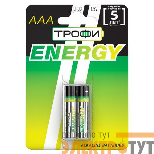 Элемент питания алкалиновый AAA/LR03 LR03-2BL Eco (блист.2шт) Трофи Б0017043