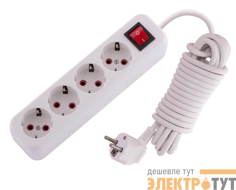 Удлинитель 4х5м с заземл. 16А IP20 Lila с выкл. LEZARD 720-0405-402