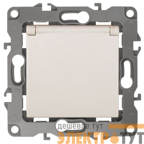 Розетка 1-м СП Эра12 12-2103-02 16А IP20 16AX 250В 2P+E Schuko защ. шторки с крышкой механизм сл. кость Эра Б0014694