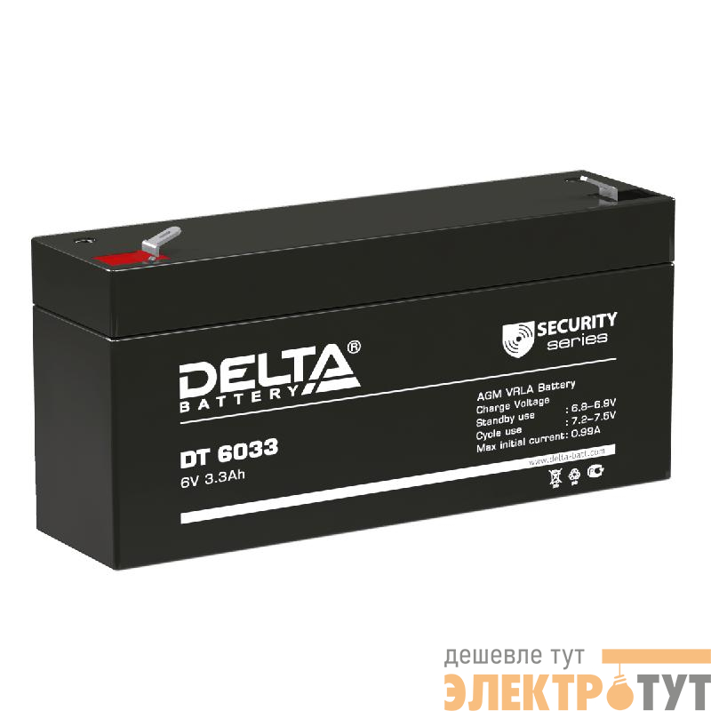 Аккумулятор ОПС 6В 3.3А.ч Delta DT 6033 (125мм)