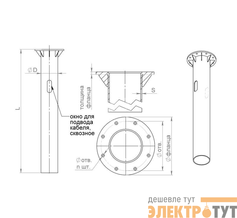 Деталь фундамента закладная ЗДФ-0.219-2.0(Д395-310-8х25)-01 (для ОСф/ОГСф-0.4) Пересвет В00000225