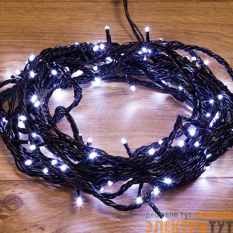 Гирлянда "ТВИНКЛ ЛАЙТ LED" (с контроллером 8 режимов) 10м 100LED 10Вт 220В IP54 бел. провод черн. ПВХ NEON-NIGHT 303-135 изображение
