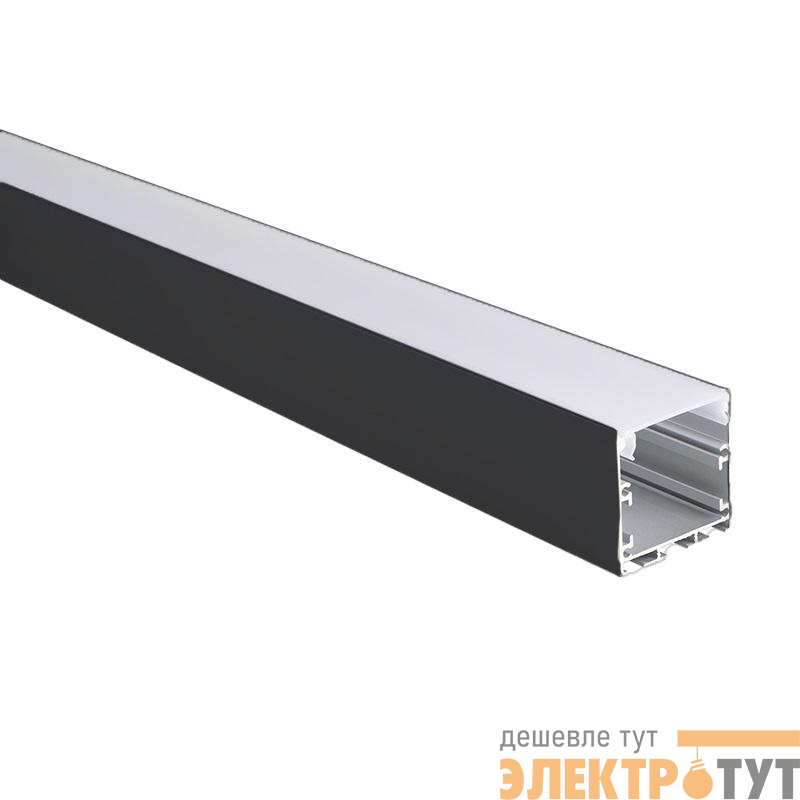 Профиль накладной PAL 3535-BLACK L2000 в комплекте: 2 глухих заглушки; рассеив. матов.; 4 клипсы крепежных анодир. Pro JazzWay 5059054