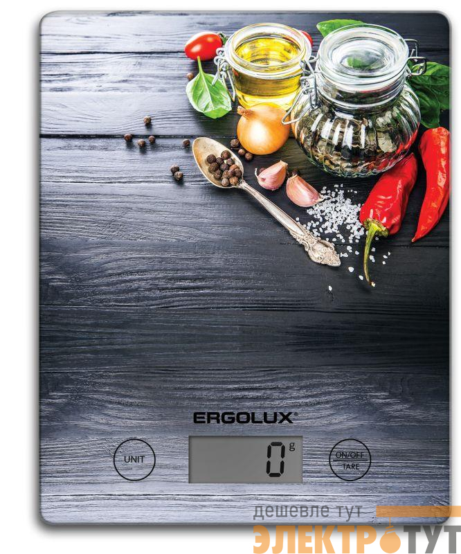 Весы кухонные ELX-SK02-С02 до 5кг 195х142мм черн. специи Ergolux 13601