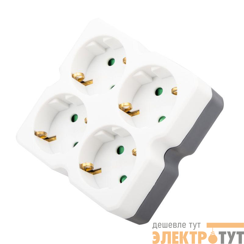 Разветвитель 4-м с заземл. 16А IP20 бел. Rexant 11-1073