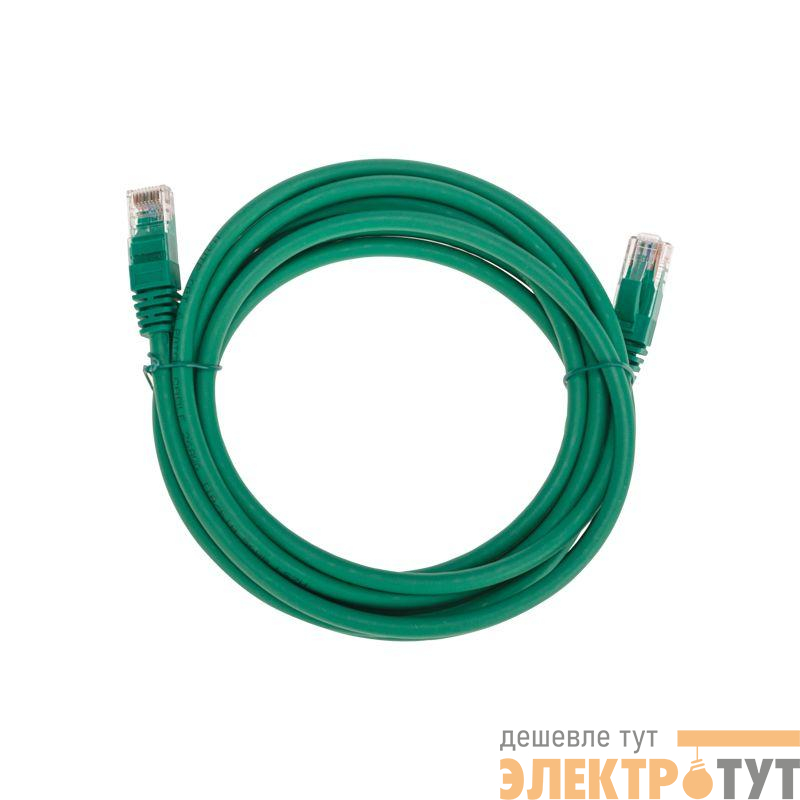 Патч-корд U/UTP CAT 6 RJ45-RJ45 26AWG LSZH зел. 3м Rexant 02-0296-3