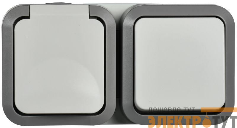 Блок ОП розетка + выключ. горизонт. TORS 16А IP55 TS242 бел. IEK TS-G10-6-55-V-K41