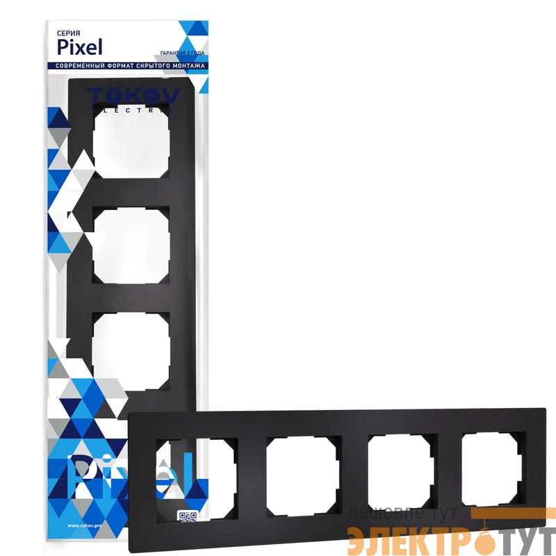 Рамка 4-м Pixel универс. карбон TOKOV ELECTRIC TKE-PX-RM4-C14