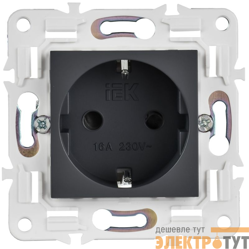 Розетка SKANDY 16А с заземл. защ. шторки SK-R04T титан IEK SK-R14-16-K48
