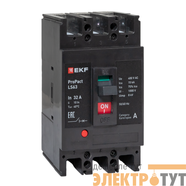 Выключатель автоматический 3п 32А 15кА LS63 ProPact EKF mccb-63-15-3-32-ls
