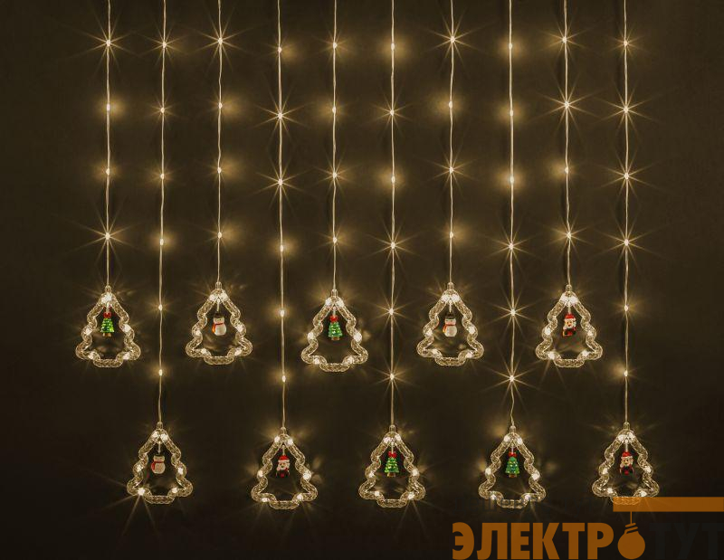 Гирлянда светодиодная "Бахрома" "Елки и фигурки" 95 007 NGF-D034-01 3х0.6м WW IP20 Navigator 95007