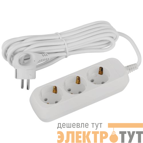 Удлинитель 3х5м с заземл. 10А IP20 GREEN LINE UDL-10-350-E ПВС 3х0.75 Эра Б0065068