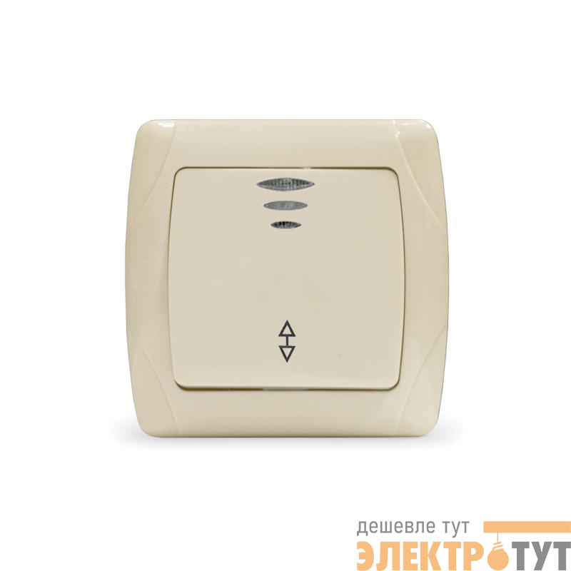 Переключатель проходной 1-кл. СП Маргарита 10А IP20 с подсветкой сл.кость (ivory) UNIVersal М0125-I