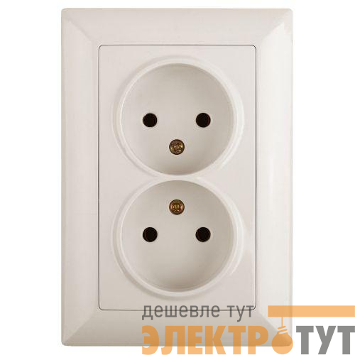 Розетка 1-м СП Solo 4-204-02 2х2P 16А 250В IP20 без заземл. слон. кость Intro Б0053667