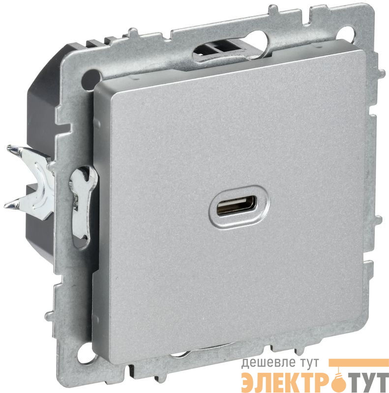 Розетка СП BRITE РЮ12-1-БрА USB C 65Вт высокоскор. заряд. алюм. IEK BR-U13-065-K47