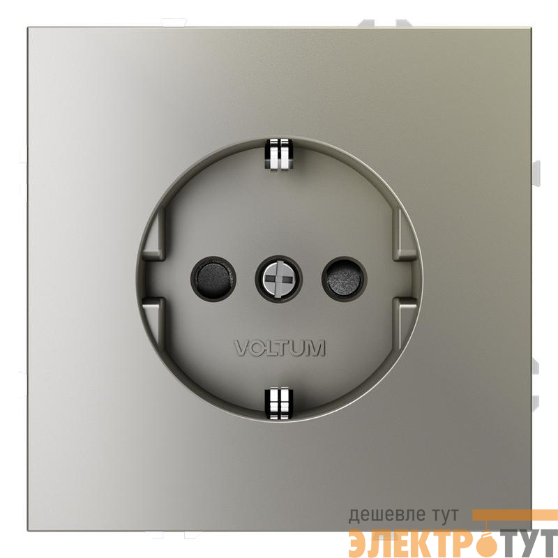 Розетка 1-м СП S70 16А с заземл. защ. шторки механизм шелк Voltum VLS040204