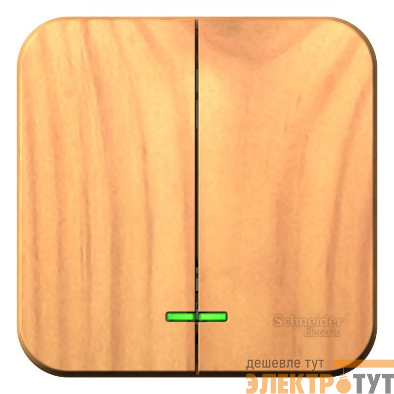 Выключатель 2-кл. ОП Blanca 10А IP20 (сх. 5) 250В с подсветкой с изолир. пластиной ясень SE BLNVA105115