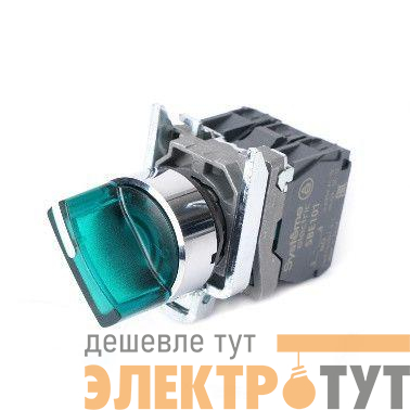 Переключатель SB4 с подсветкойв сборе 22мм 3поз. с фиксацией металл 230В AC 1НО+1НЗ зел. SE SB4BK133M5