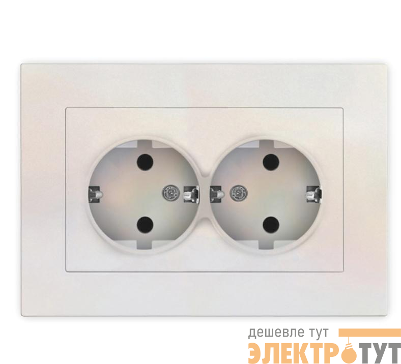 Розетка 2-м СП Афина 16А IP20 с заземл. в сборе жемчуж. Universal A0128-OBr