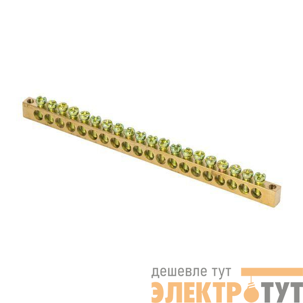 Шина PEN "ноль-земля" 6х9 20 отвер. латунь крепеж по краям PROxima EKF sn0-63-20-k