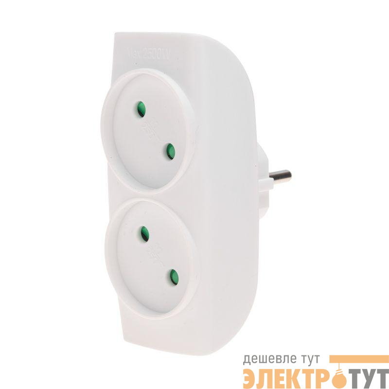 Разветвитель 2-м без заземл. 10А бел. Rexant 11-1074