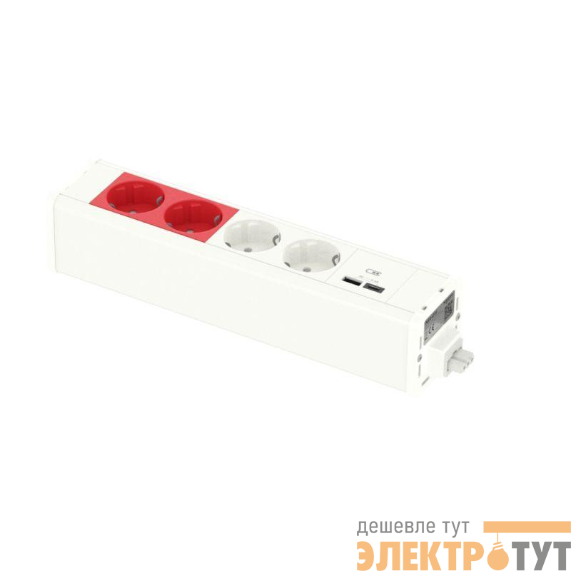 Блок Unica System+ 2хРозетка бел. + 2хРозетка красн. + 2хUSB типа A/C бел. SchE INS44244