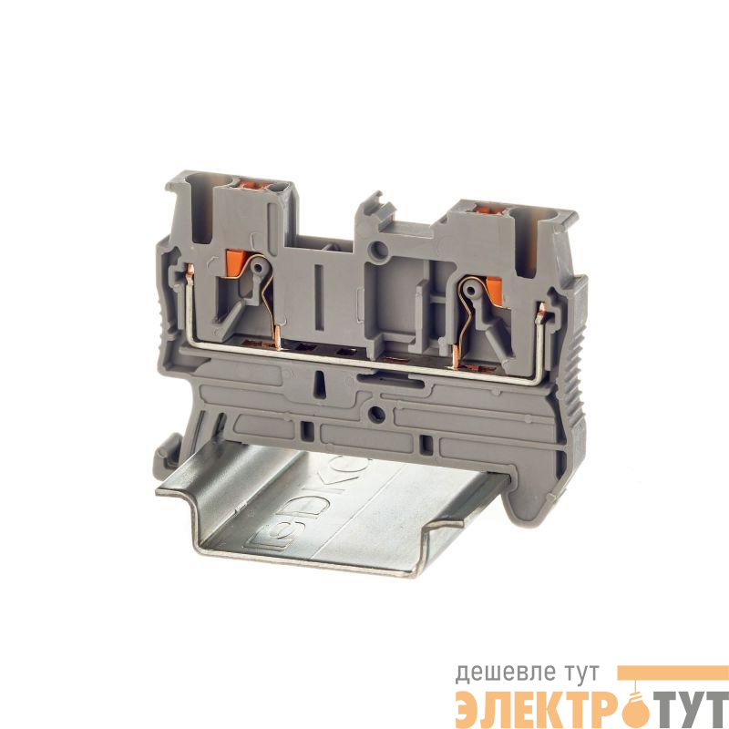 Клемма проходная зажим push-in 2 точки подключения 2.5кв.мм сер. DKC VPR-2.5-GY
