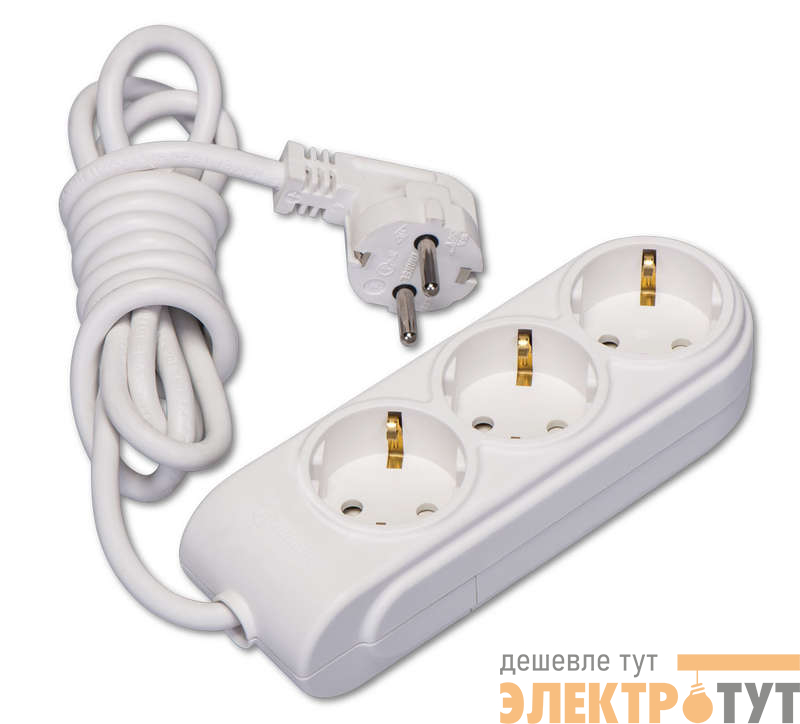 Удлинитель 3х5м с заземл. 16А IP20 ПВС 3х1.5 защ. шторки Makel N3210064