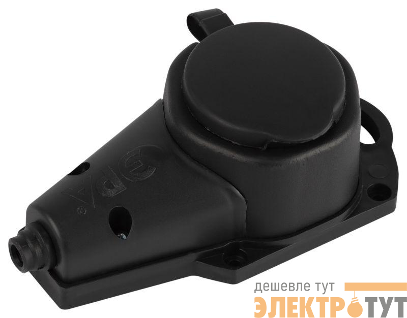 Колодка 1-м с заземл. 16A IP44 KX-1e-B-IP44 каучук. черн. Эра Б0068402