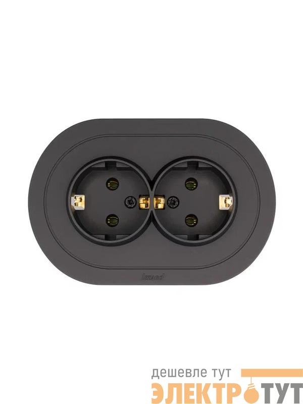 Розетка 2-м СП OSEN с заземл. ПБТ круглая механизм черн. бархат LEZARD 744-4200-127B